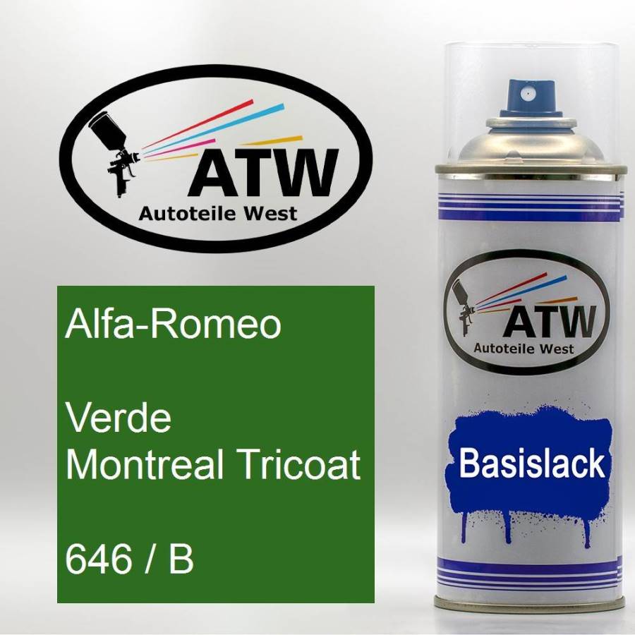 Alfa-Romeo, Verde Montreal Tricoat, 646 / B: 400ml Sprühdose, von ATW Autoteile West.